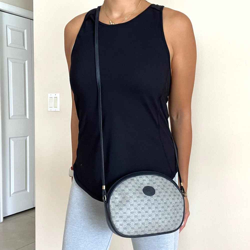 GUCCI GG Plus Navy Canvas and Leather Crossbody Bag - Picture 2 of 16